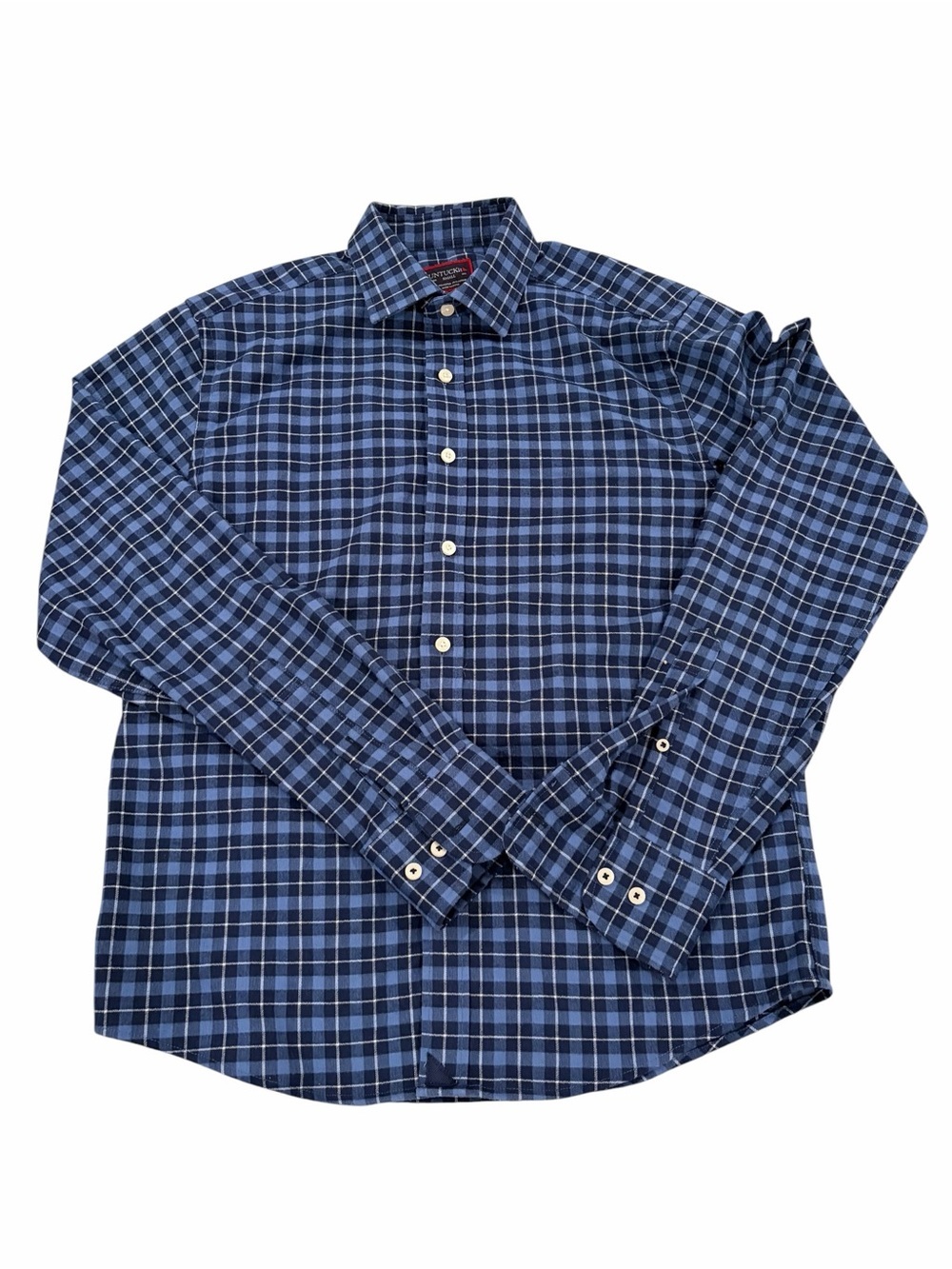 UNTUCKit Melville Plaid Shirt Mens Small Blue Flannel Stretch Button